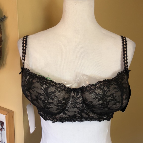 FELINA Size 38C HARLOW Lace Underwire Sexy Romantic Pretty Black & Nude $69 NEW - Picture 7 of 15